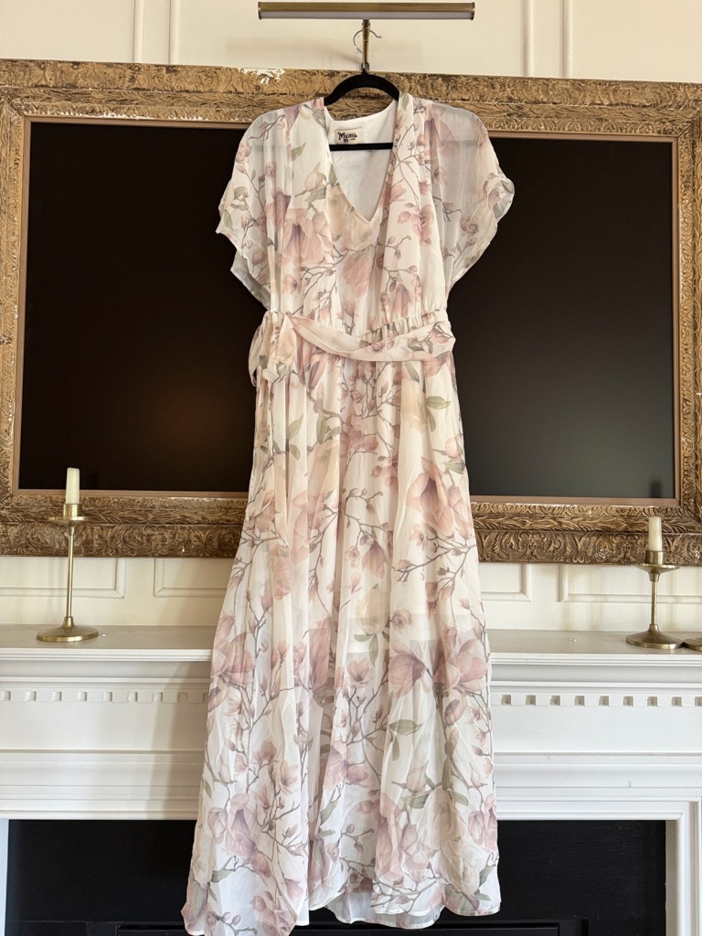 Show Me Your MuMu Pale Pink Floral Chiffon Maxi Dress